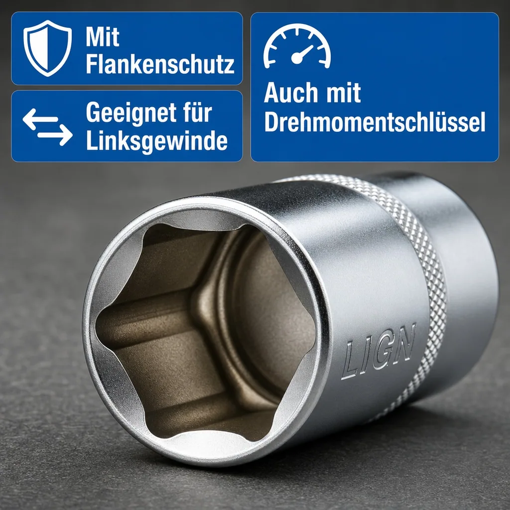 Stecknuss 19mm, 1/2 Zoll, Langnuss, Knarre, Ratsche, 6pt, Cr-V
