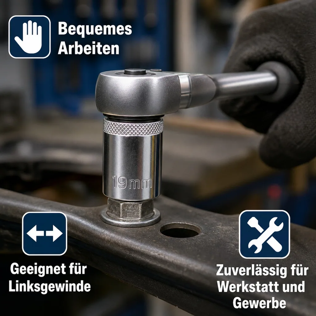 Stecknuss 19mm, 1/2 Zoll Nuss, Cr-V, Industriequalität