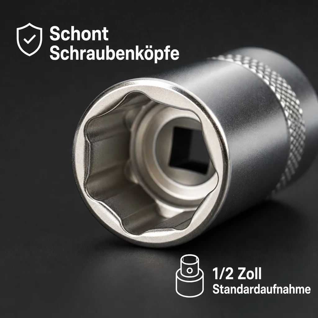 Stecknuss 22mm, 1/2 Zoll Nuss, Industrie Cr-V Superlock