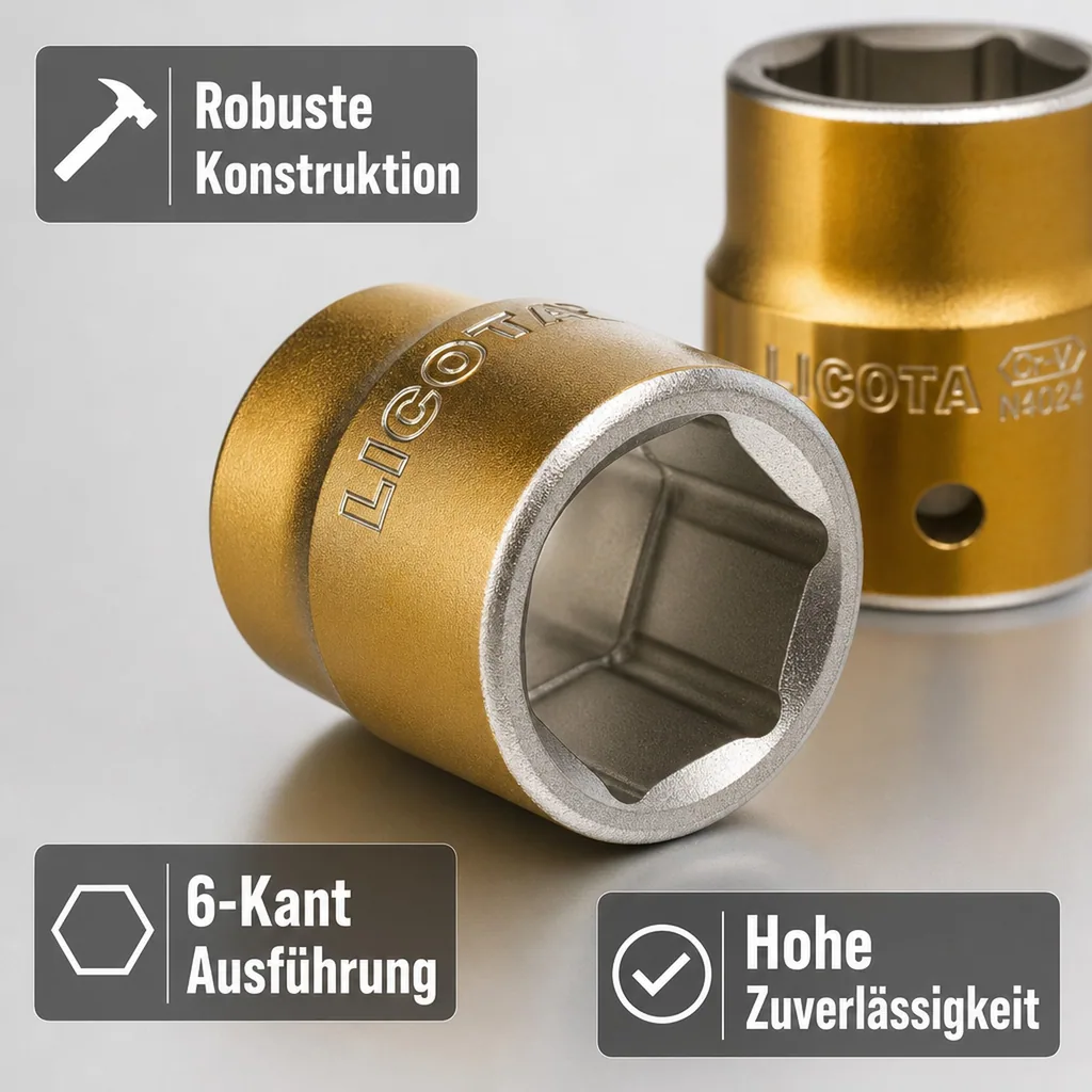 Stecknuss 24mm, 1/2 Zoll, Cr-V, für Knarre, Ratsche
