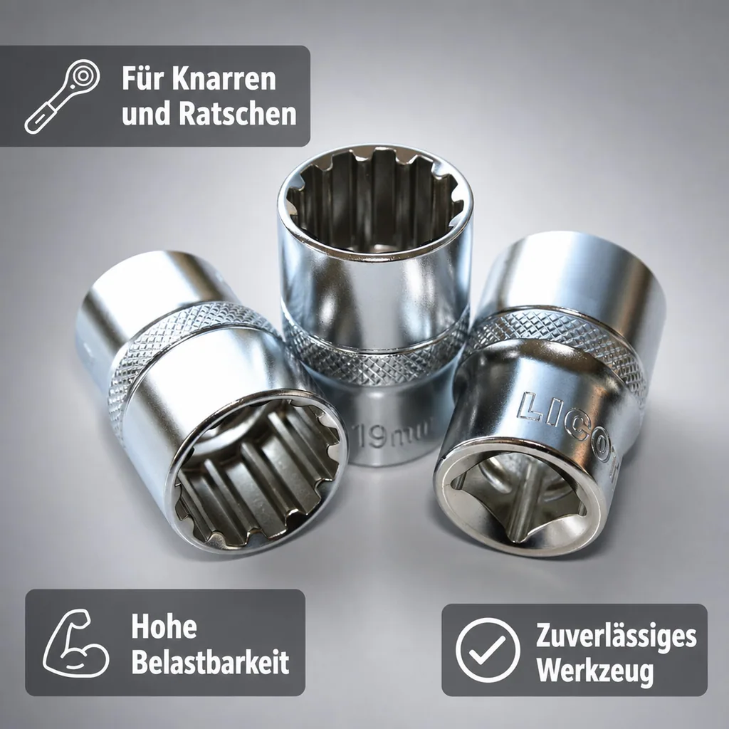 Stecknuss 24mm, 1/2 Zoll, Vielzahn Nuss, Cr-V, Nuss für Ratsche