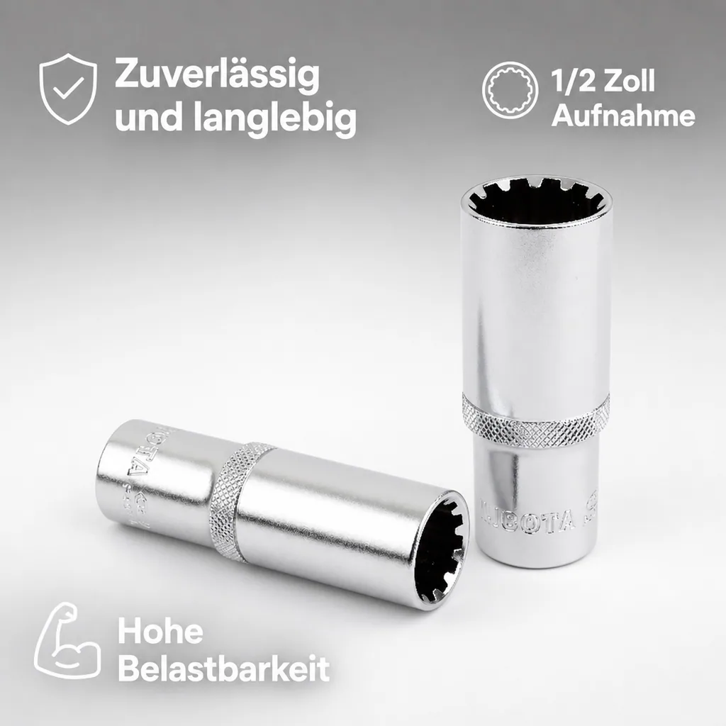 1/2 Zoll Vielzahn Nuss, lang, 24mm Schlüsselweite, CrV