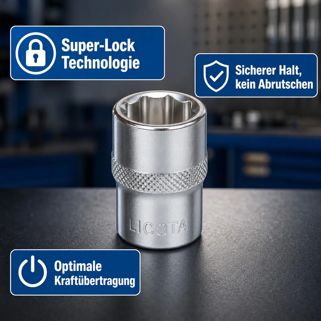 Stecknuss 1/2 Zoll, 27mm, Super-Lock, Cr-V Stahl, Industrie Ausführung