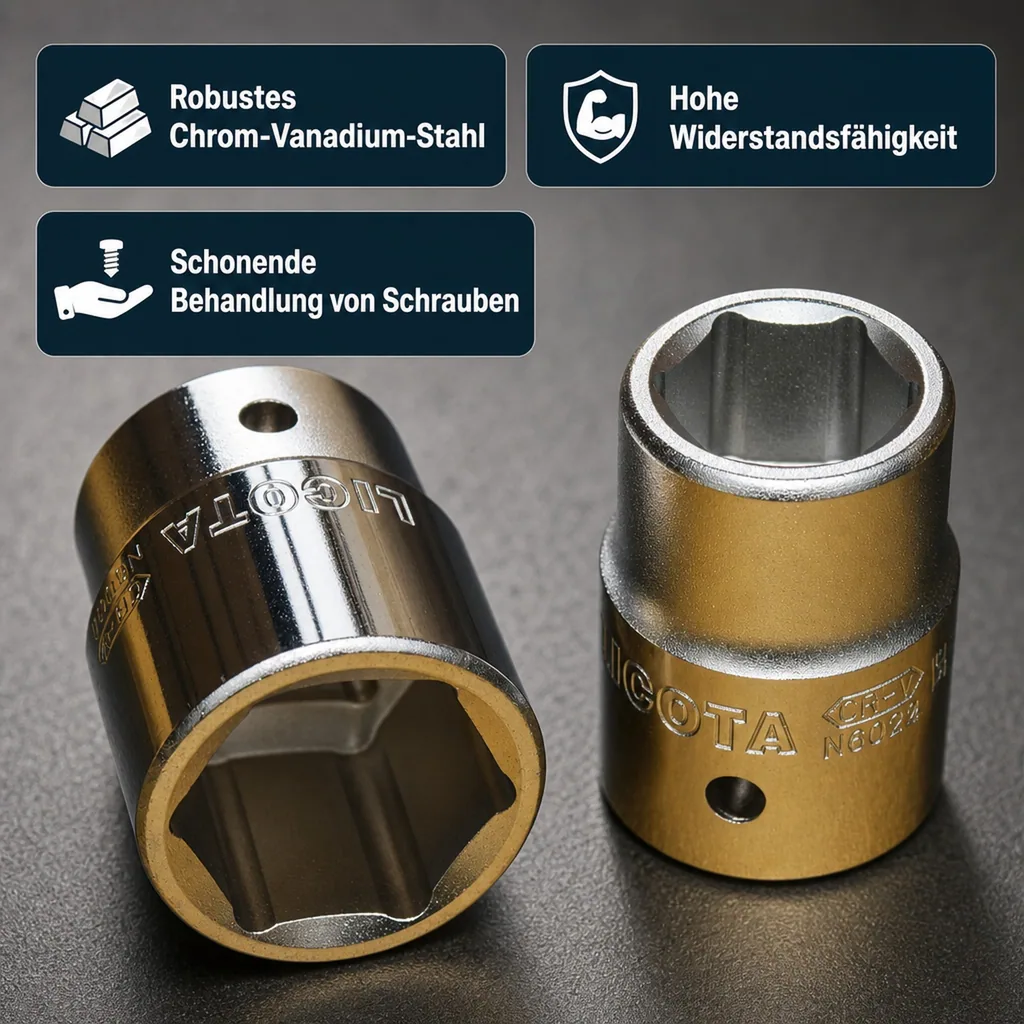 Stecknuss 1/2 Zoll, Knarre Nuss, 30mm, Cr-V