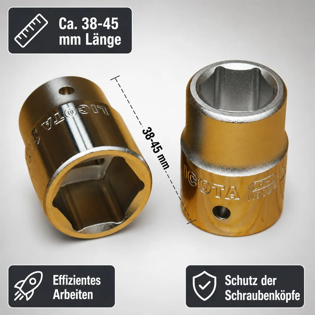 Stecknuss 1/2 Zoll, Knarre Nuss, 30mm, Cr-V