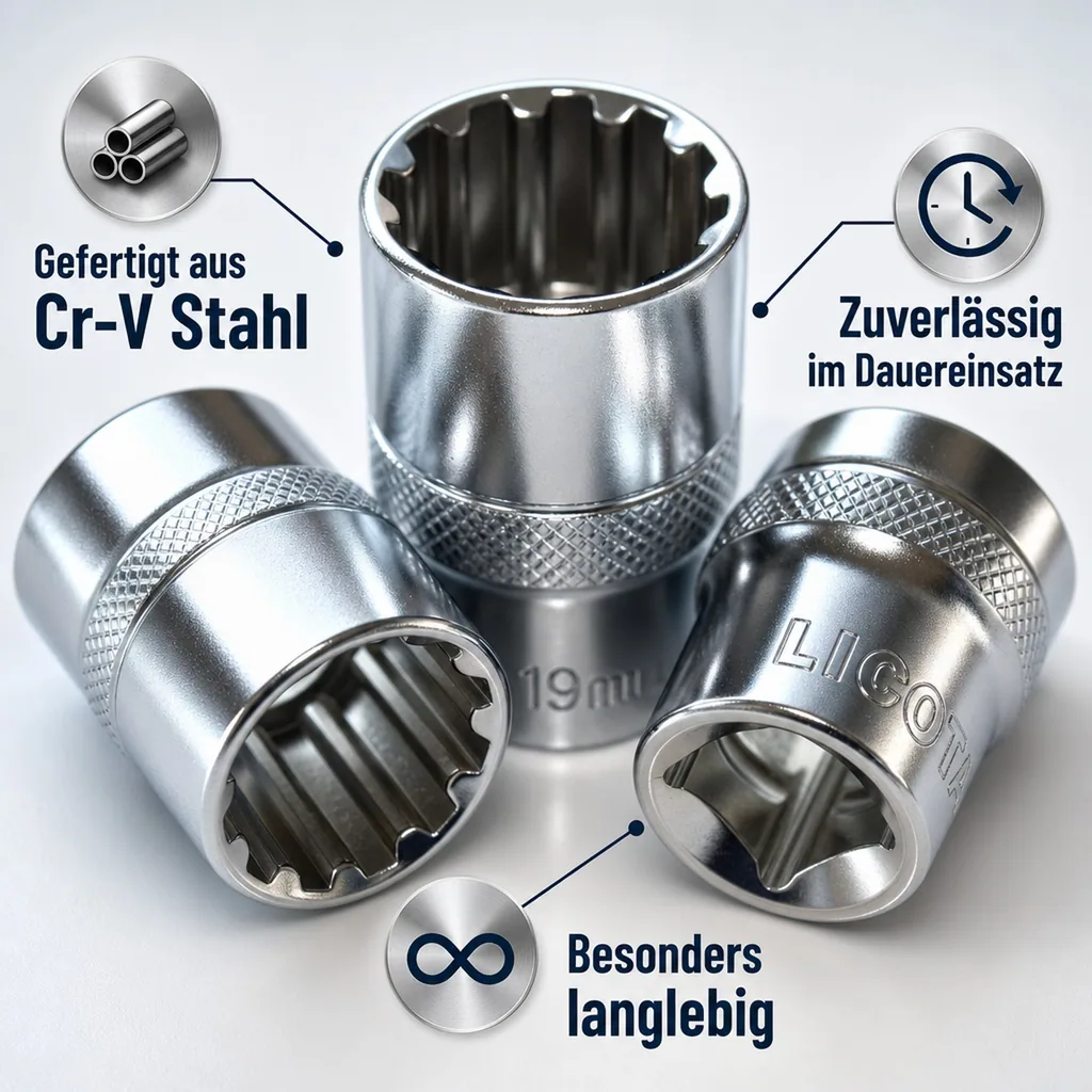 Stecknuss 30mm, 1/2 Zoll Nuss, Vielzahn Nuss, Cr-V Stahl