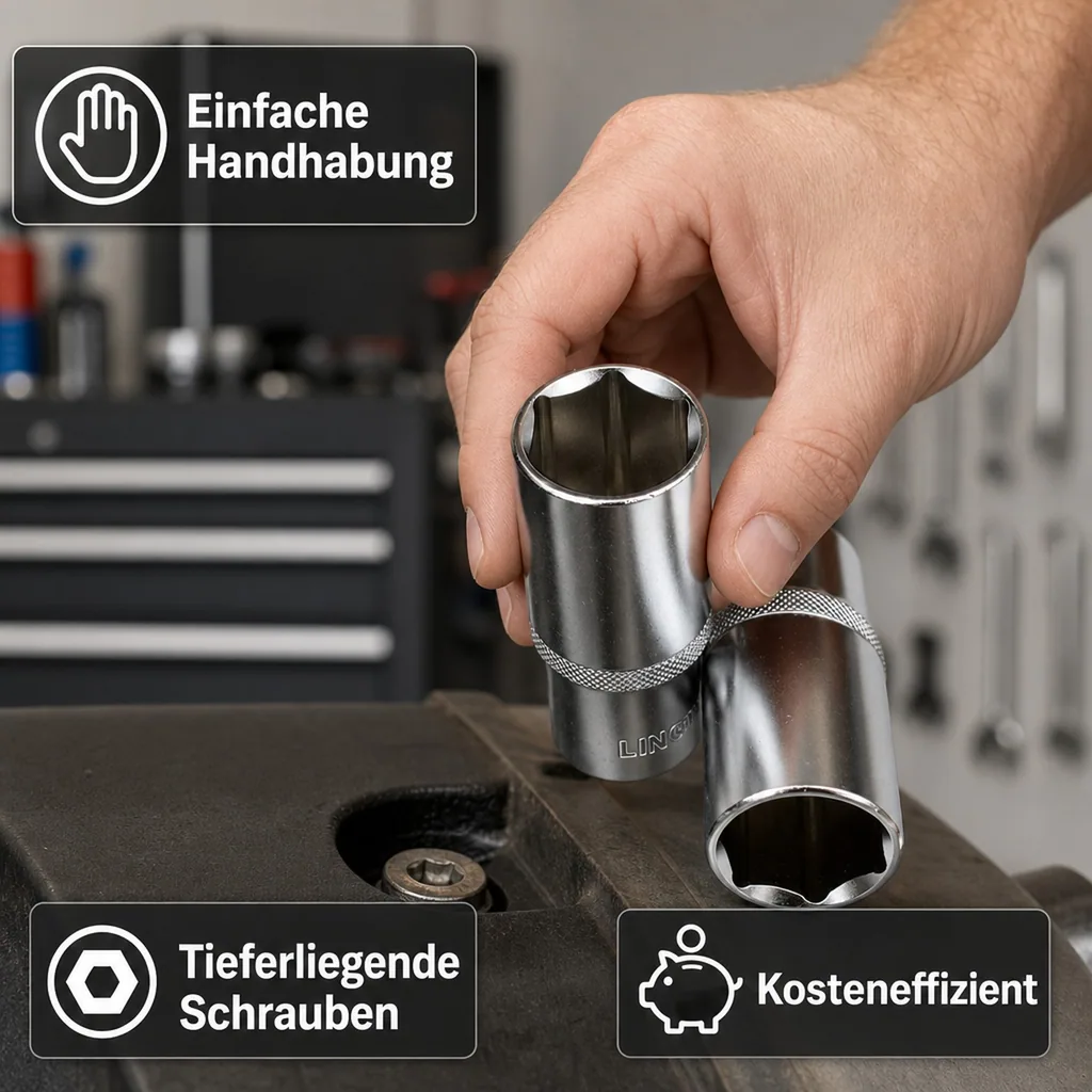 Stecknuss 30mm, 1/2 Zoll Langnuss, Cr-V Industrie Qualität