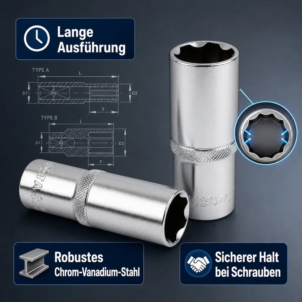 30mm Nuss, 1/2 Zoll Stecknuss, Super Lock, CrV Lang