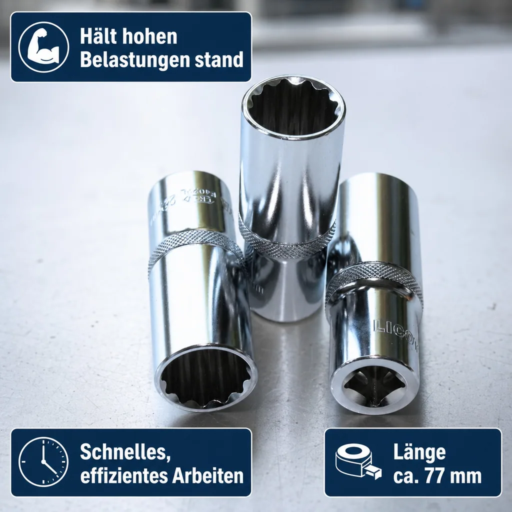 Stecknuss 30mm, 1/2 Zoll Nuss, Lang, 12 Kant, Cr-V