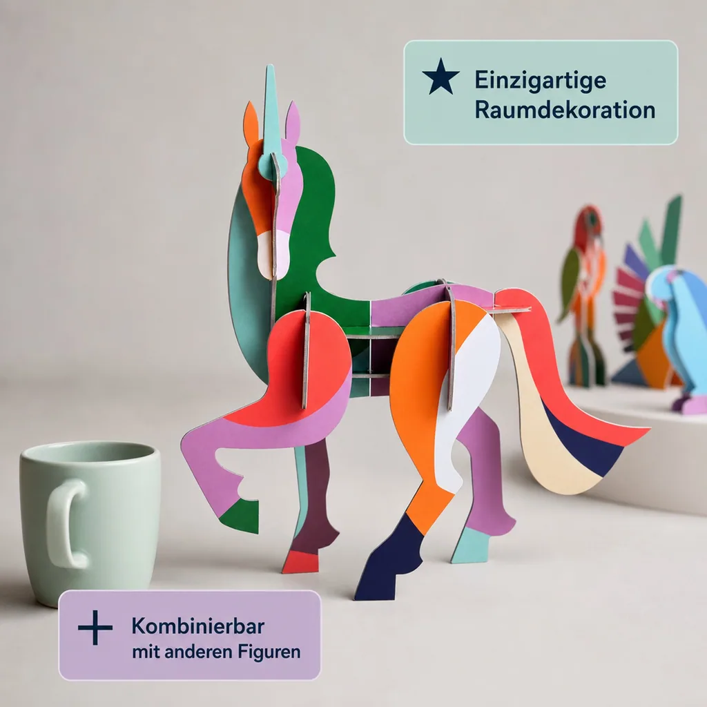 studio ROOF 3D Einhorn Pappe