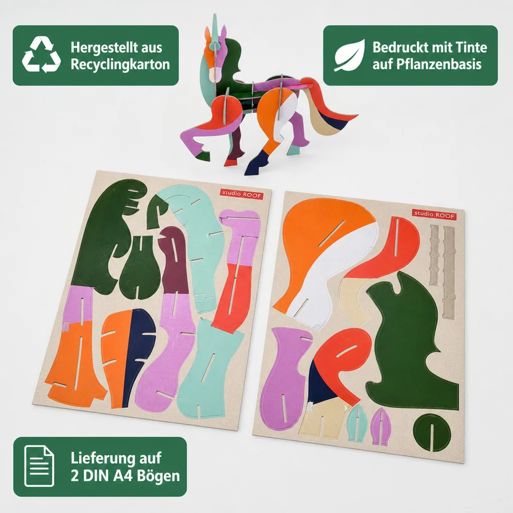 studio ROOF 3D Einhorn Pappe