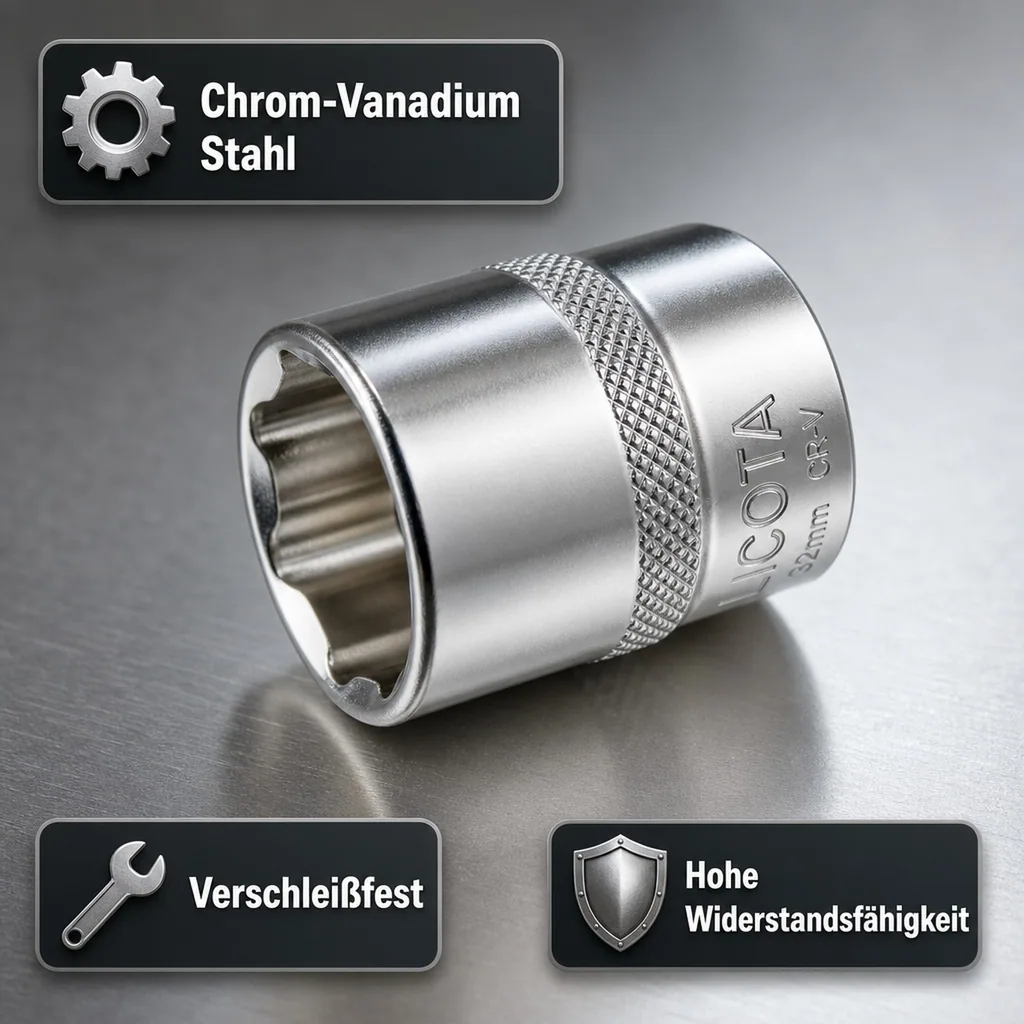 Stecknuss 32mm, 1/2 Zoll, Super-Lock, Cr-V, Industrie Qualität