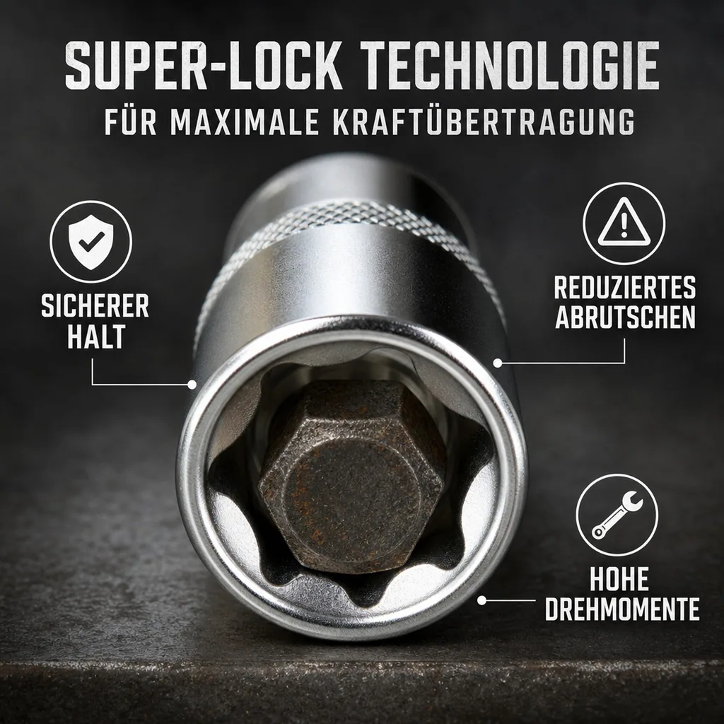Stecknuss 32mm, 1/2 Zoll, Super-Lock, Cr-V, Industrie Qualität