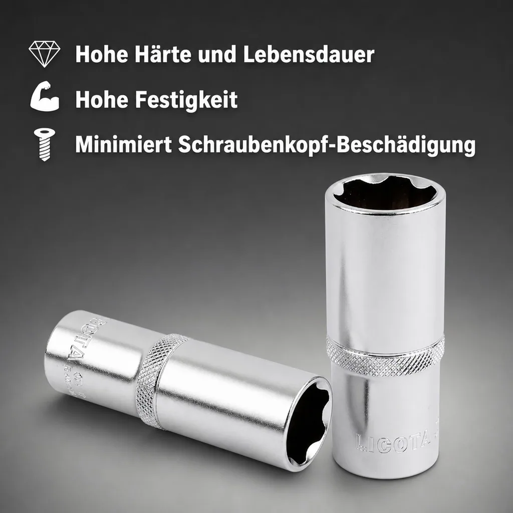 32mm Nuss, 1/2 Zoll Stecknuss, CrV, lange Ausführung, SW 32