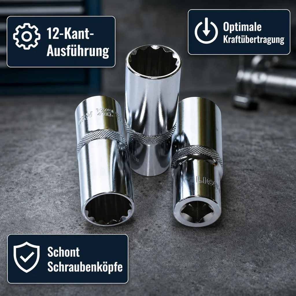 1/2 Zoll Nuss, 32mm Langnuss, CR-V, 12-Kant