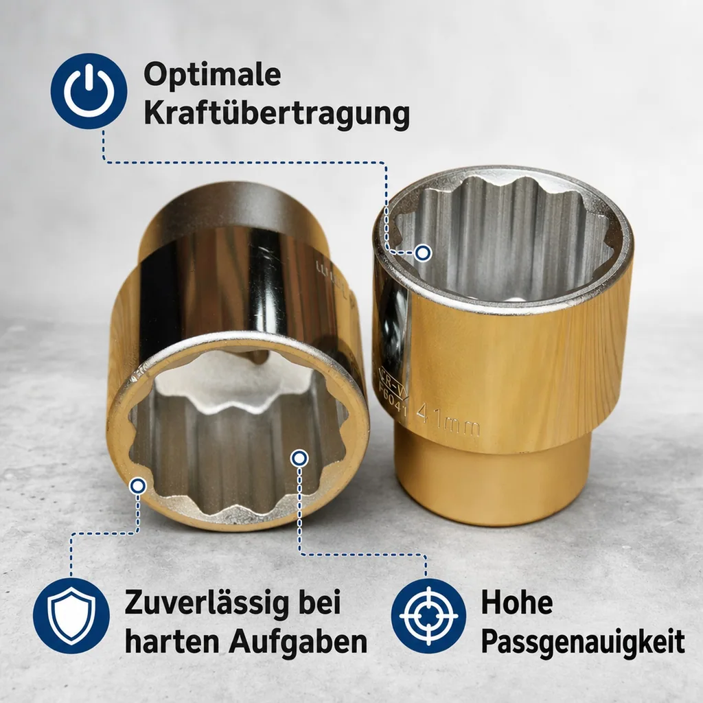 Stecknuss 3 4 zoll, 34mm Nuss, Cr-V, 12-Kant, Knarre Ratsche