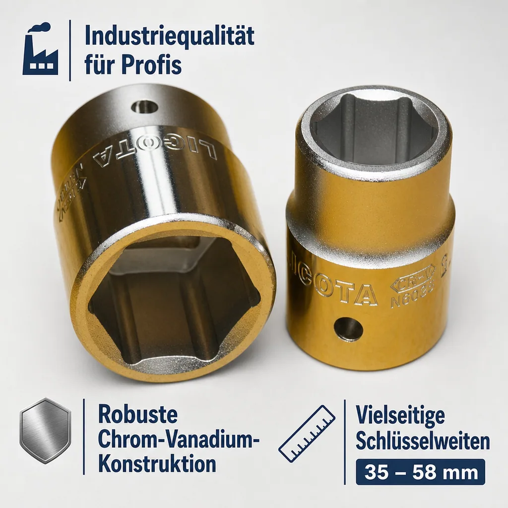 3/4 Zoll Nuss, Steckschlüssel Nuss, 35-58mm, 6 Kant