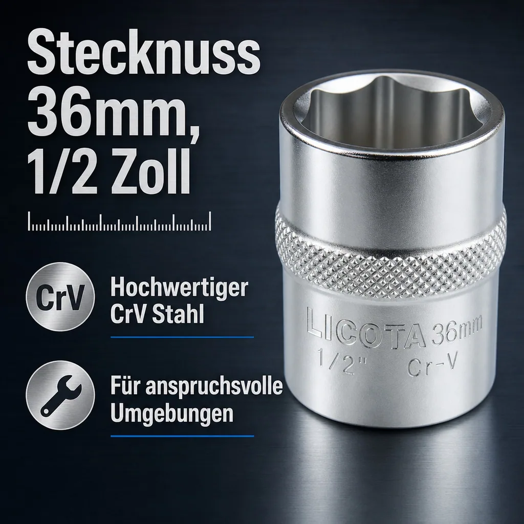 Stecknuss 36mm, 1/2 Zoll, Super-Lock, CrV