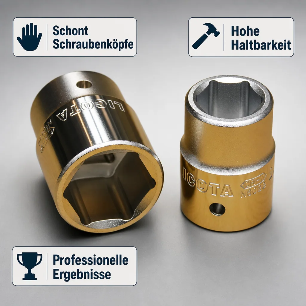 3/4 Zoll Nuss 38mm, Stecknuss Cr-V, 6-Kant, für Knarre, Ratsche