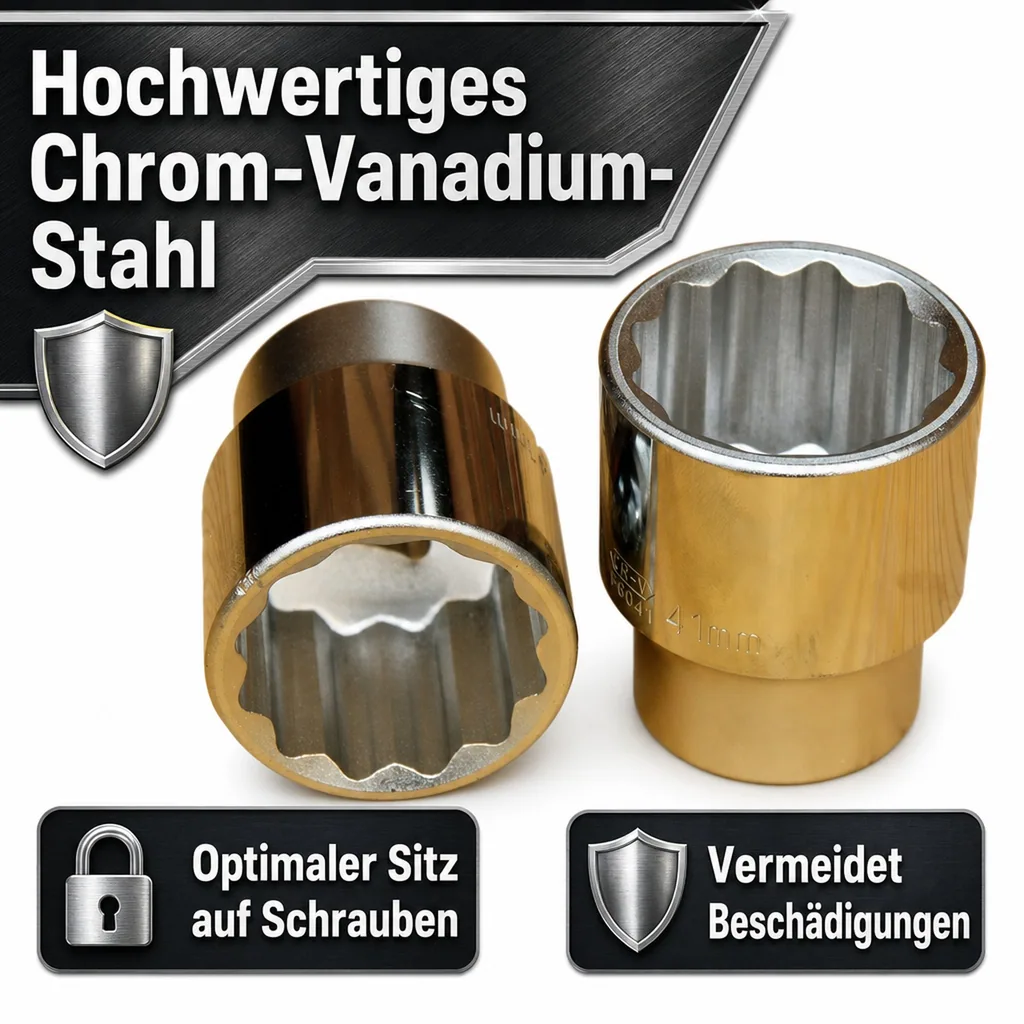 Stecknuss 3/4 Zoll, 41mm Nuss, Cr-V, Industriequalität