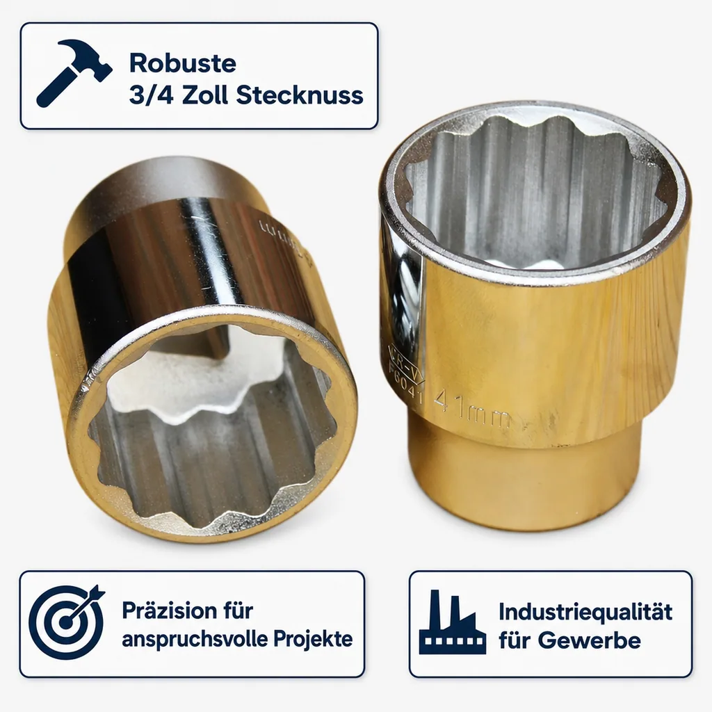 3/4 Zoll Nuss, 55mm Stecknuss, Knarre Ratsche, Werkzeug Nuss