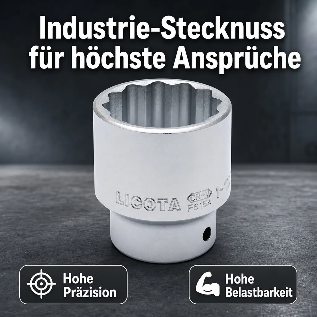60mm Nuss, 1 Zoll Nuss, Industrie Stecknuss, 12-Kant, SW60