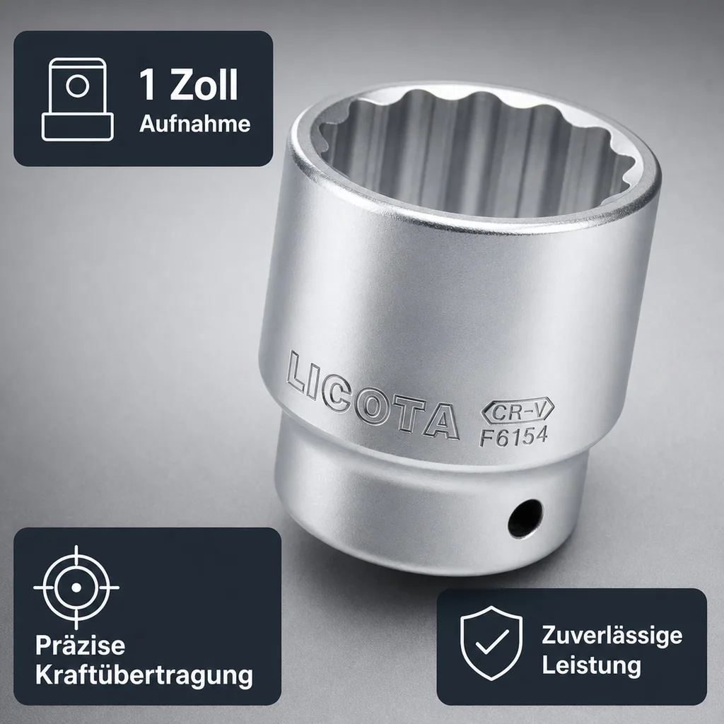 1 Zoll Nuss, 65mm Stecknuss, SW 65, Cr-V, 12-kant