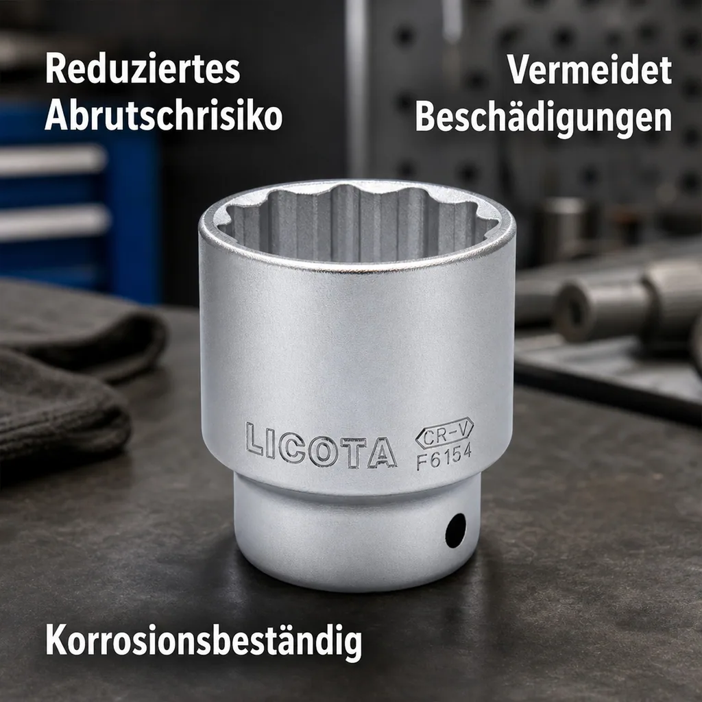 1 Zoll Nuss, 65mm Stecknuss, SW 65, Cr-V, 12-kant