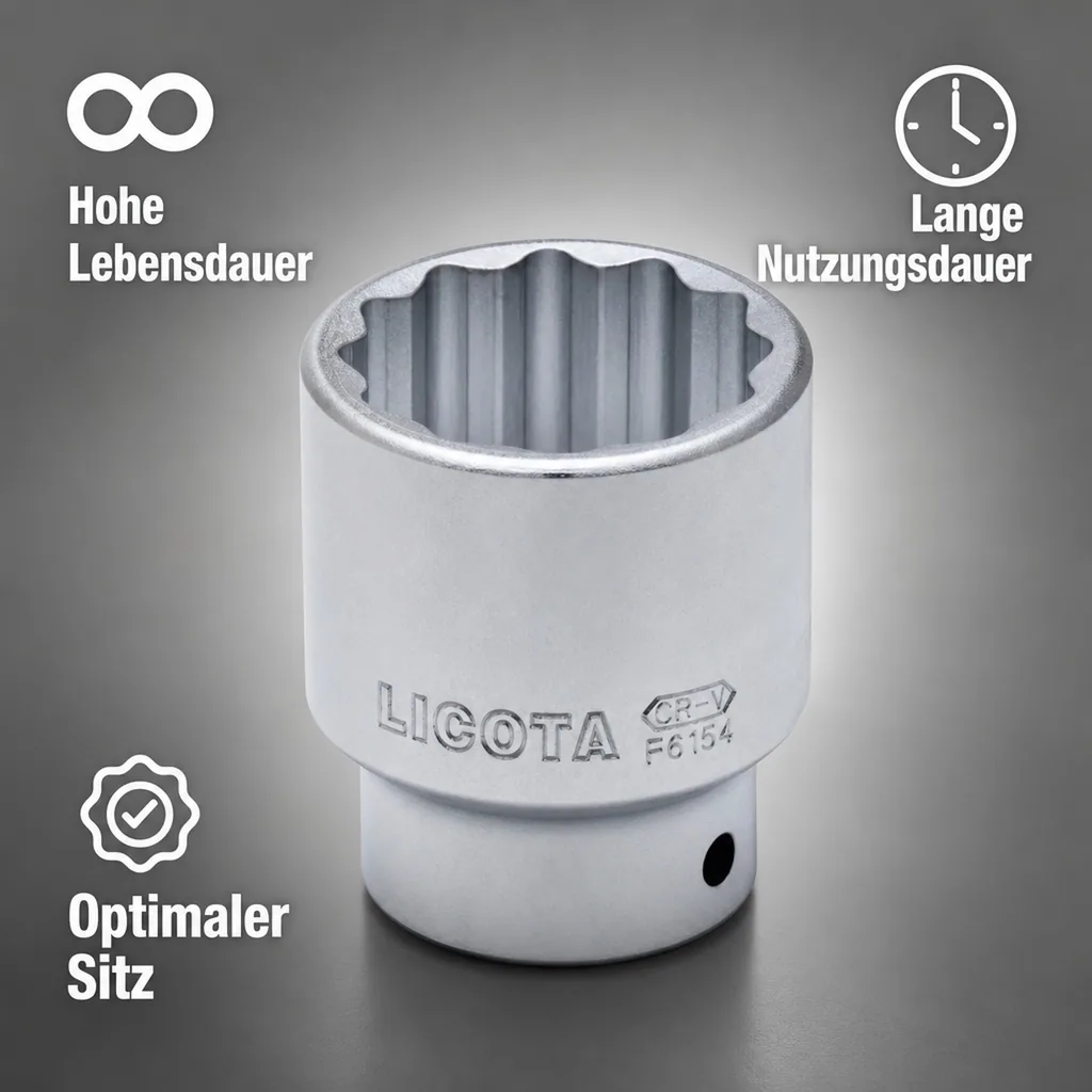 1 Zoll Nuss, 65mm Stecknuss, SW 65, Cr-V, 12-kant