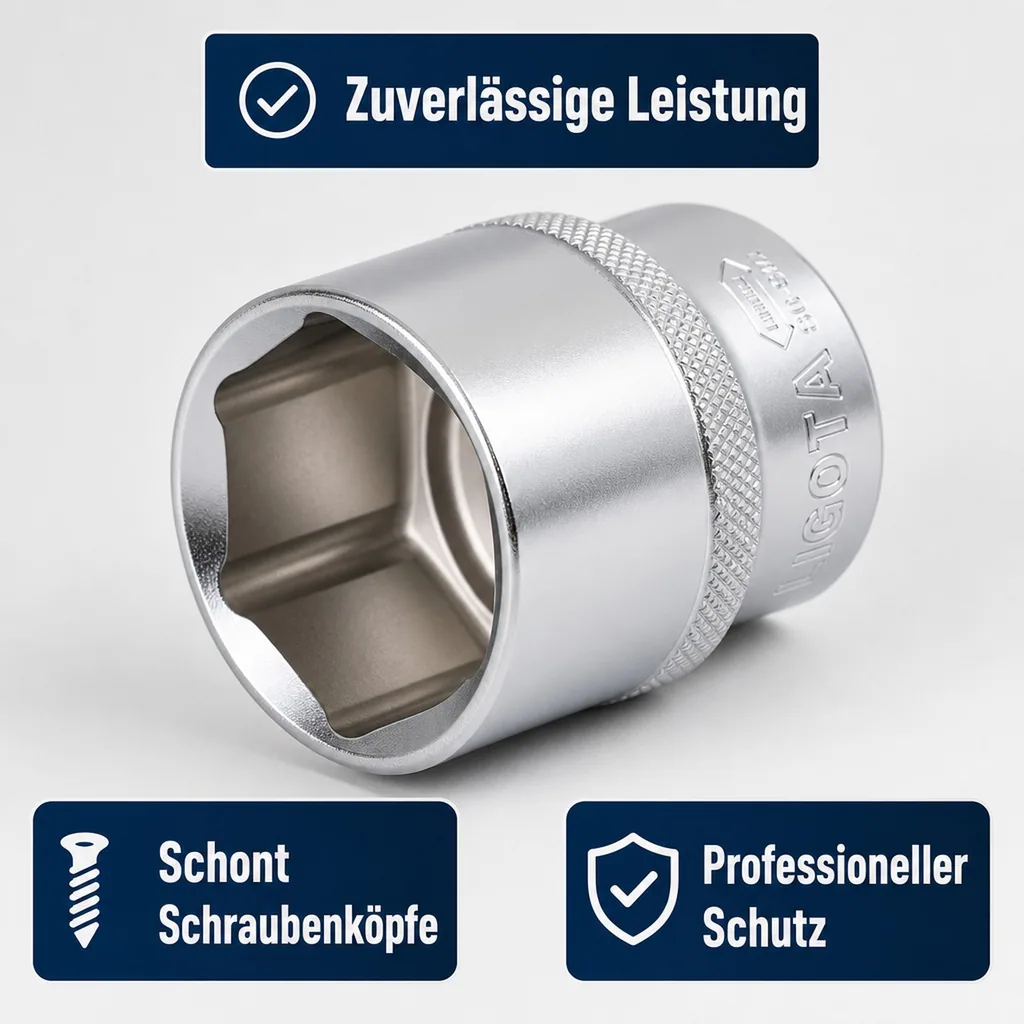 1 Zoll Nuss, 80mm Stecknuss, 6-Kant, Cr-V, Industrie Qualität