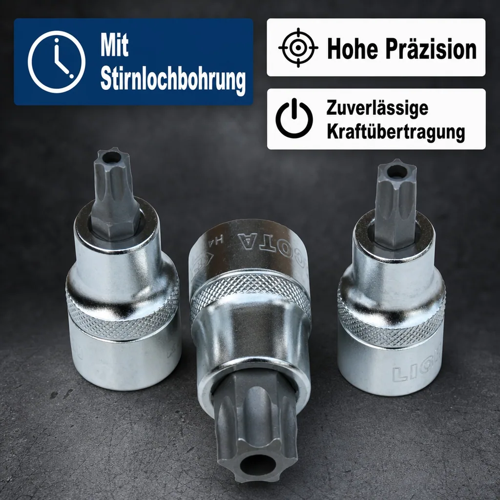 Innensechskant Nuss, 1/2 Zoll, T25, CrV S2 Stahl, mit Stirnloch