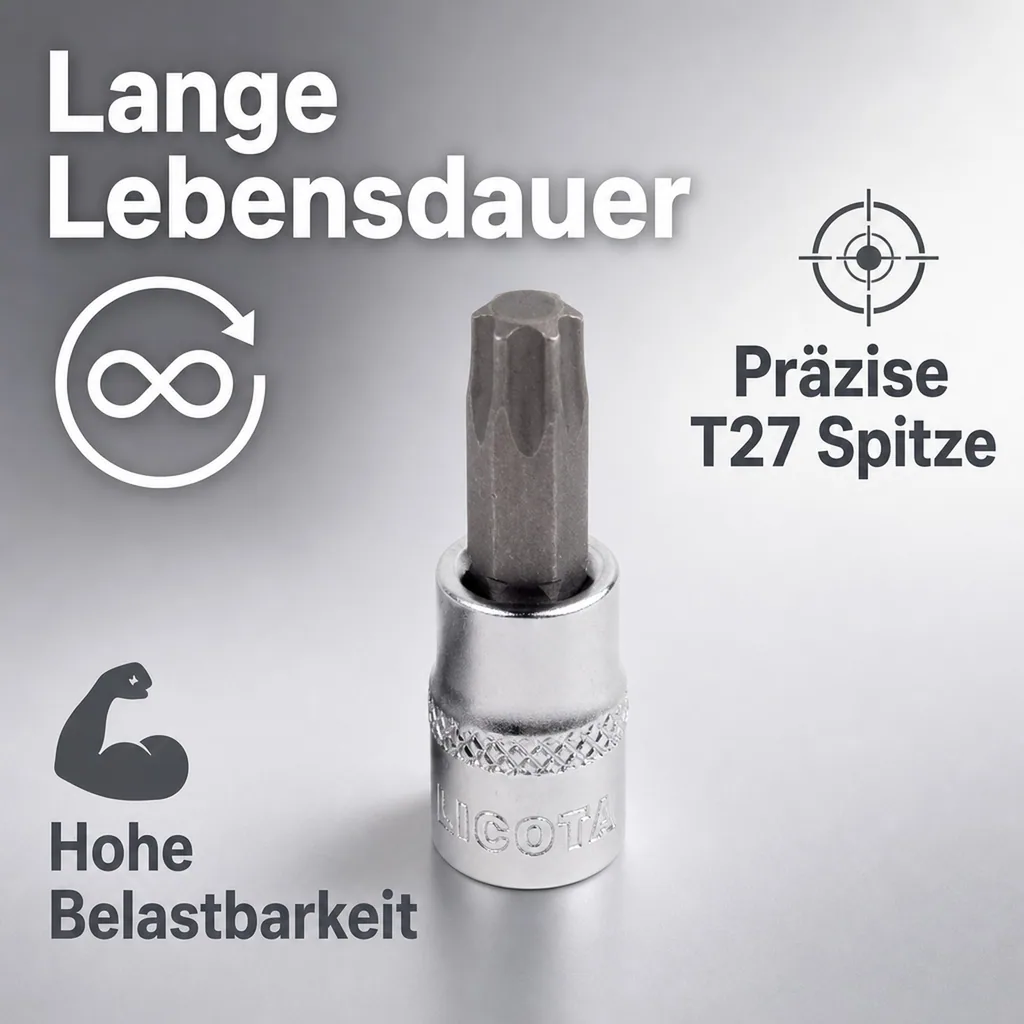 1/2 Zoll Innensechskant Nuss, T27, CrV, Stecknuss, Werkzeug Innensechskant