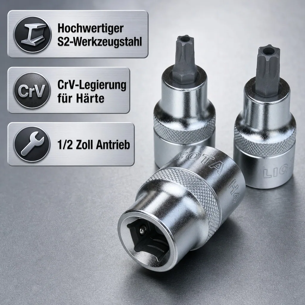 Innensechskant Nuss, 1/2 Zoll T40, CrV S2 Stirnloch