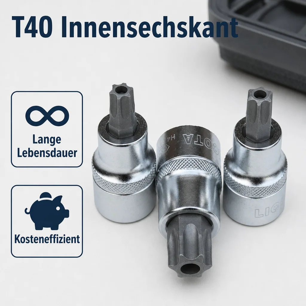 Innensechskant Nuss, 1/2 Zoll T40, CrV S2 Stirnloch