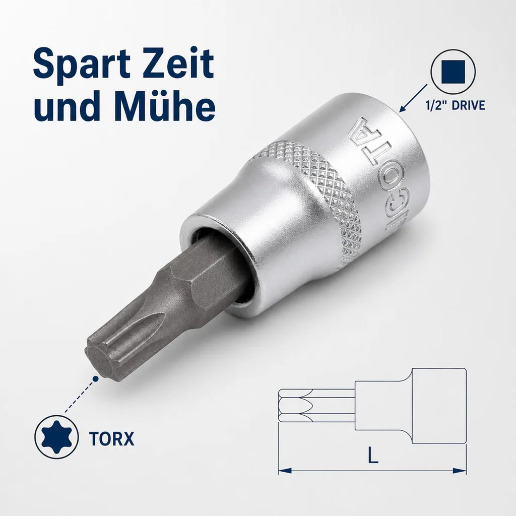 Innensechskant Nuss, 1/2 Zoll Innensechskant Stecknuss, T45, CrV Stahl, Werkstatt Nuss