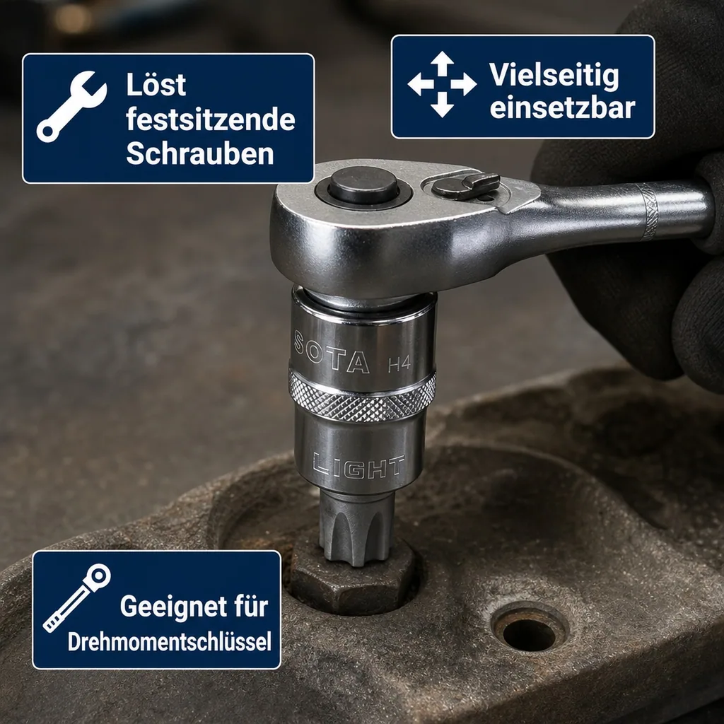 Innensechskant Nuss T50, 1/2 Zoll, S2 Werkzeugstahl, Industriequalität, mit Stirnloch