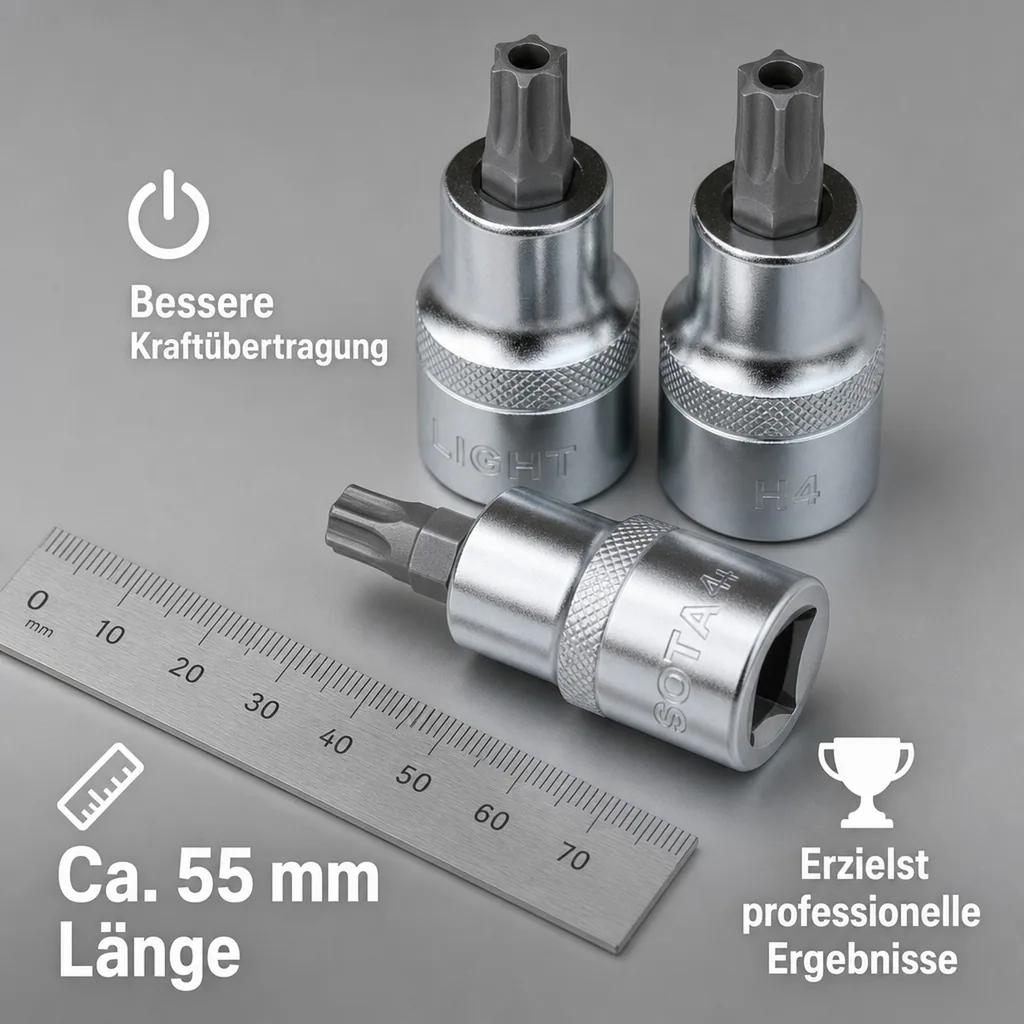 Innensechskant Nuss T50, 1/2 Zoll, S2 Werkzeugstahl, Industriequalität, mit Stirnloch