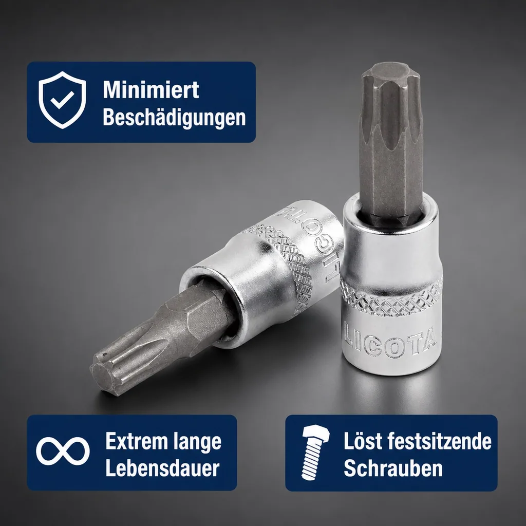 T70 Innensechskant Nuss, 1/2 Zoll Stecknuss, CrV Stahl, Werkzeug Nuss