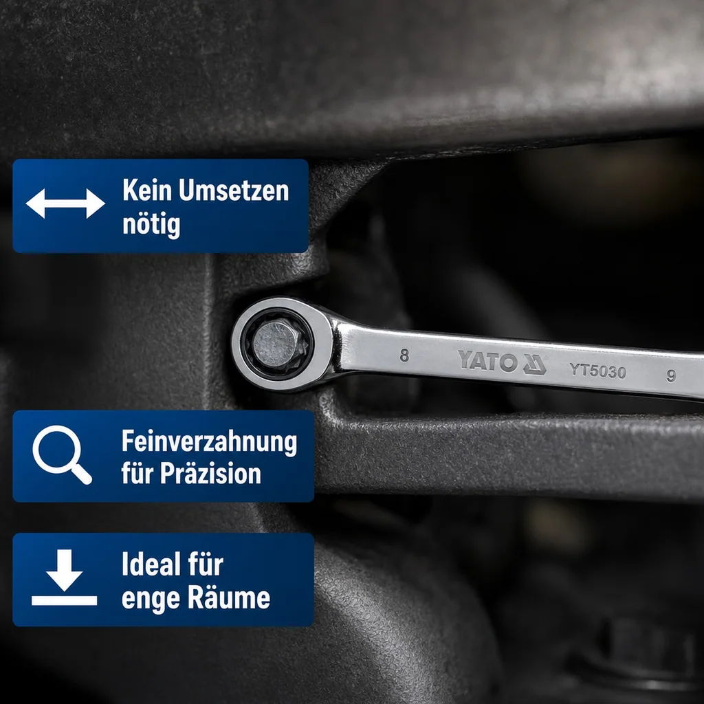 Ringratschenschlüssel, Doppelringratschenschlüssel 12/13mm, Profi Werkzeug