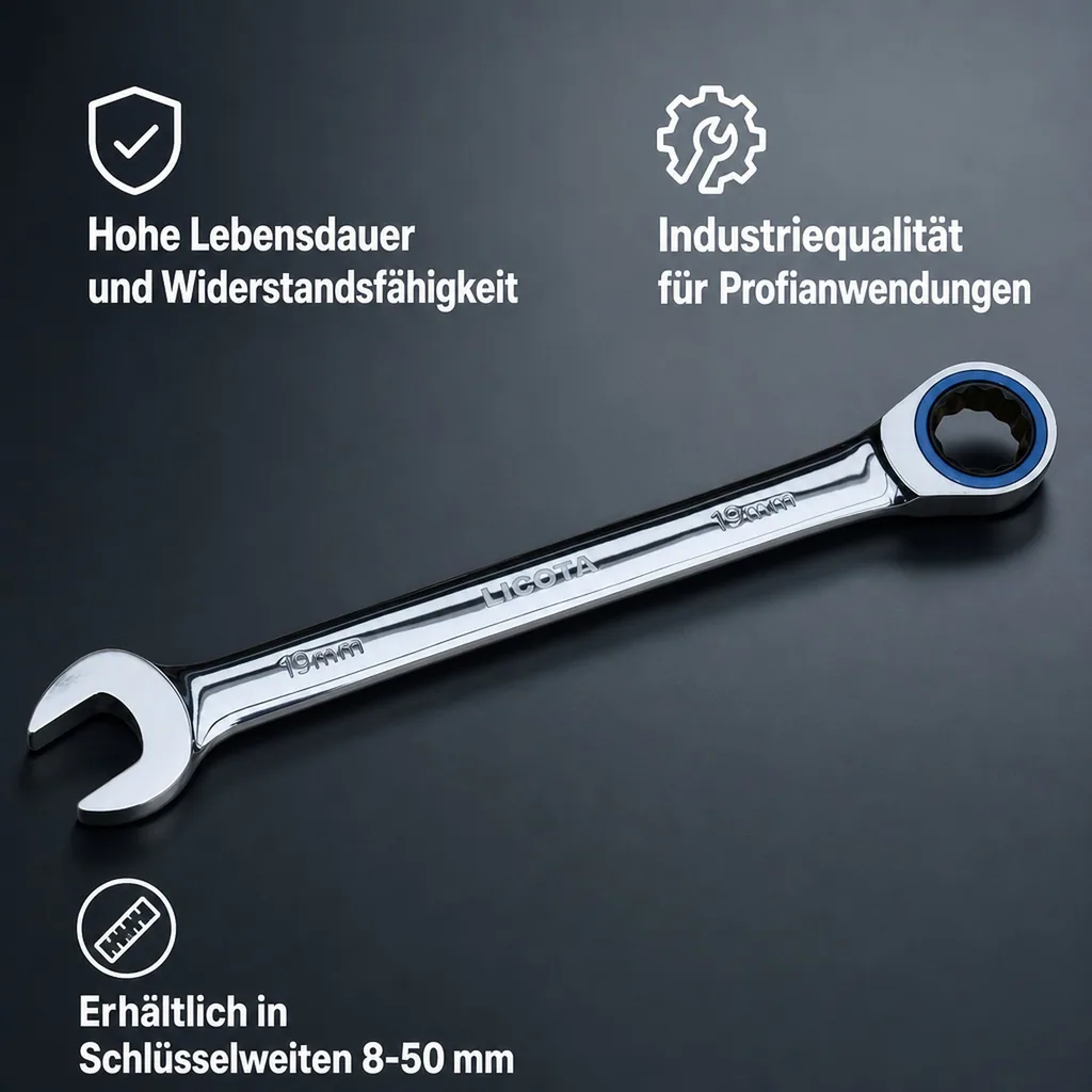 Ringratschenschlüssel, Ratschenmaulschlüssel, Feinverzahnt