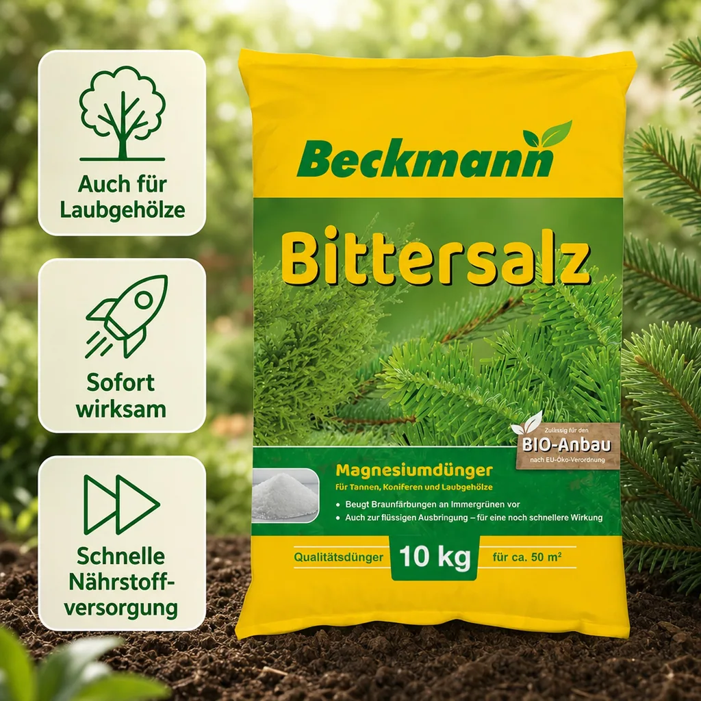 Bittersalz 10 kg, Magnesiumsulfat Dünger für Tannen, Koniferen