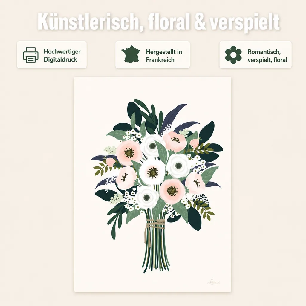 Lilipinso Poster Hübscher Strauss rosa grün