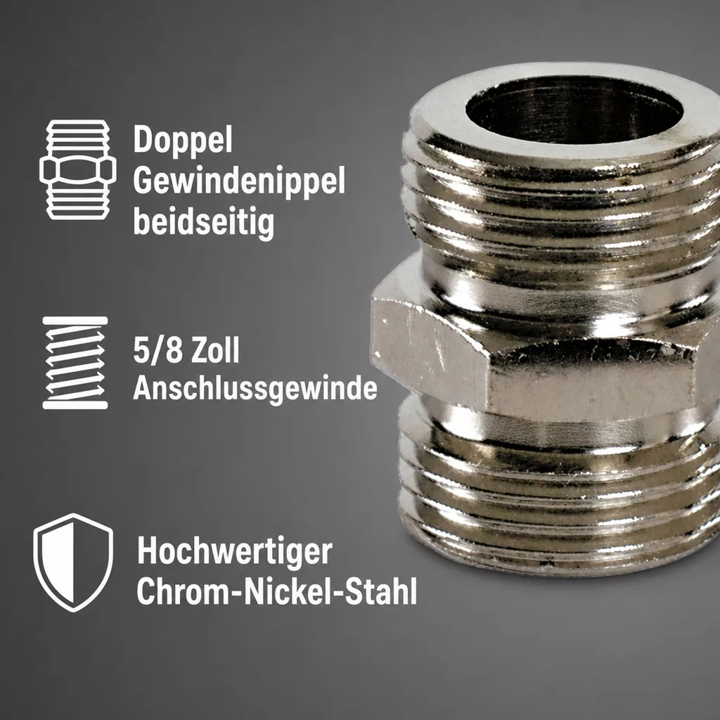 Doppelnippel, Gewindenippel - beidseitig 5/8 Zoll, NW: 10 mm