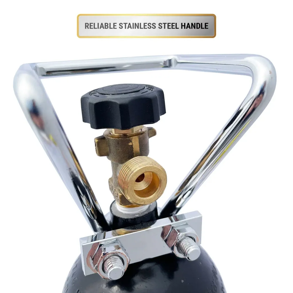 ich-zapfe Stickstoff Flasche 2l mit Flaschencage - Flasche mit Zwei Litern Stickstoff in Lebensmittelqualität zum Zapfen von Stout Bieren mit dafür geeigneten Bier Zapfanlage