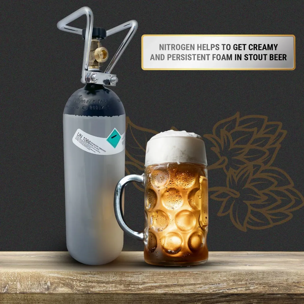 ich-zapfe Stickstoff Flasche 2l mit Flaschencage - Flasche mit Zwei Litern Stickstoff in Lebensmittelqualität zum Zapfen von Stout Bieren mit dafür geeigneten Bier Zapfanlage