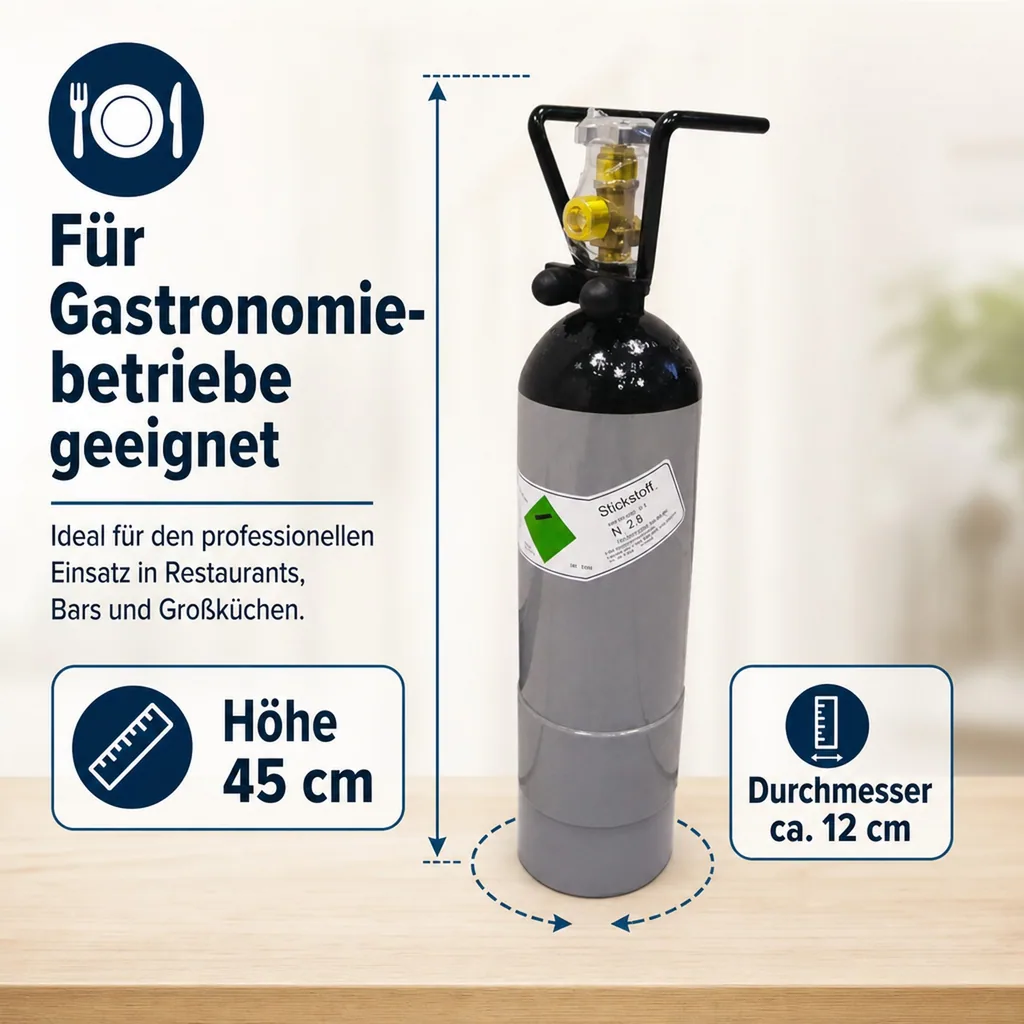 ich-zapfe Stickstoff Flasche 2l mit Flaschencage - Flasche mit Zwei Litern Stickstoff in Lebensmittelqualität zum Zapfen von Stout Bieren mit dafür geeigneten Bier Zapfanlage