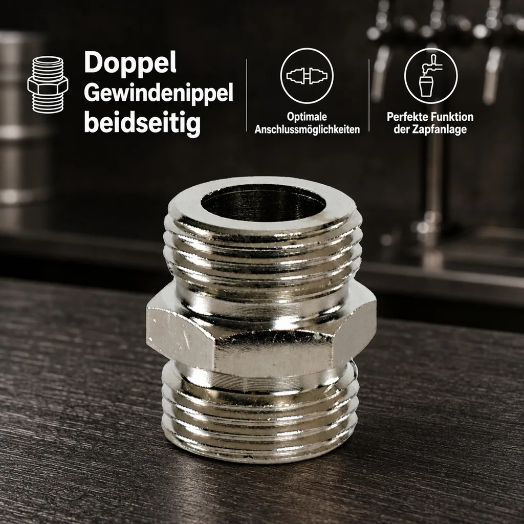 Doppelnippel, Gewindenippel - beidseitig 5/8 Zoll, NW: 7 mm