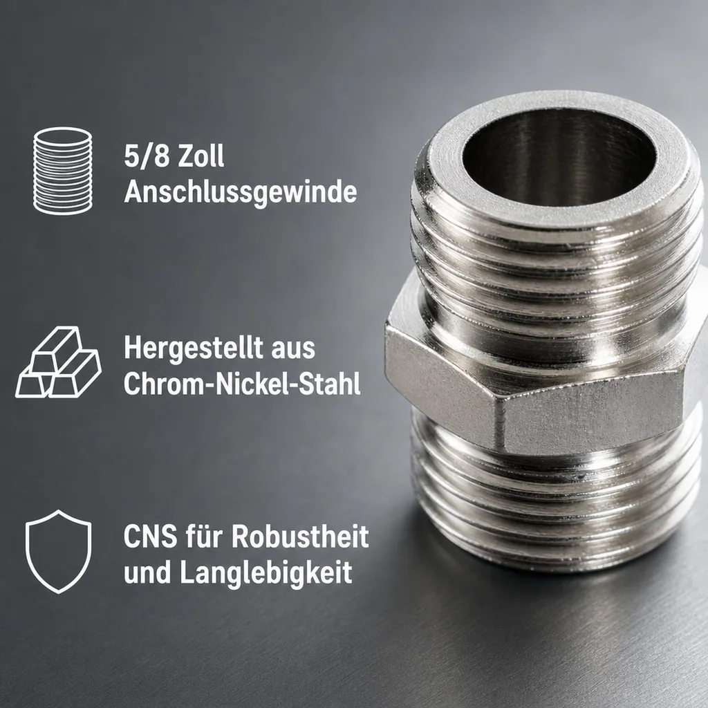 Doppelnippel, Gewindenippel - beidseitig 5/8 Zoll, NW: 7 mm