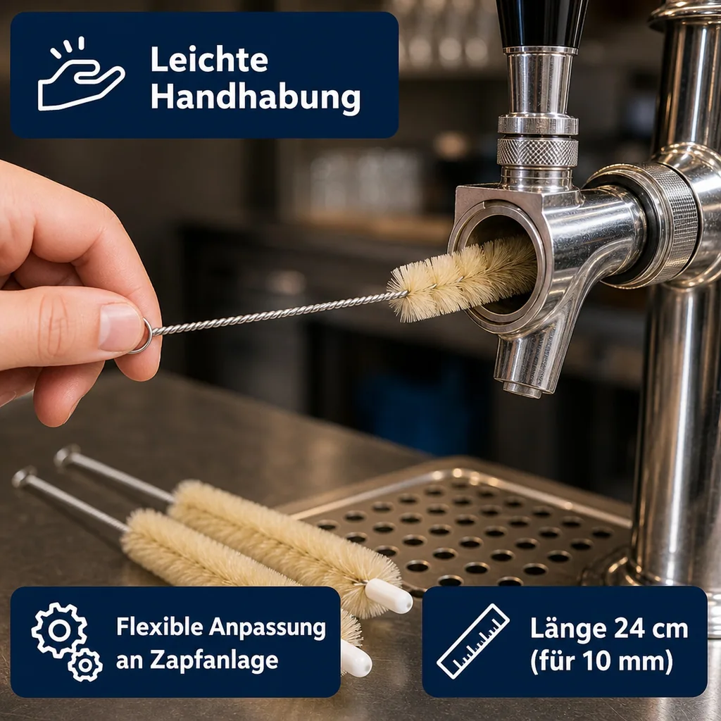 Reinigungsbürste, Putzbürste für Schankhahn, Zapfhahn, Bierhahn, Größe: für NW 7mm