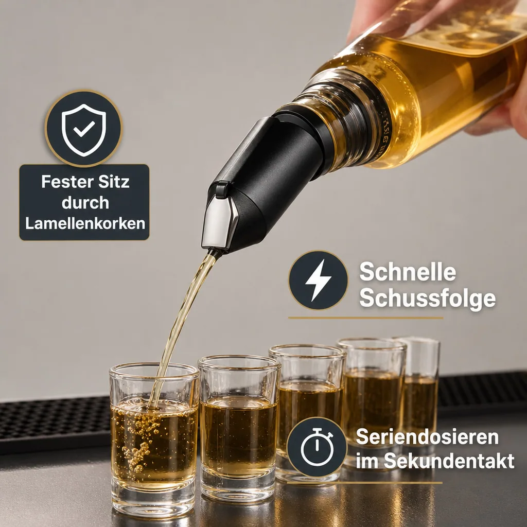 Portionierer, Ausgießer - "Bottle Master 3000" schwarz, für 0,5 - 1,5 Liter Flaschen, Ausgießer, Ausschankmenge: 20 ml